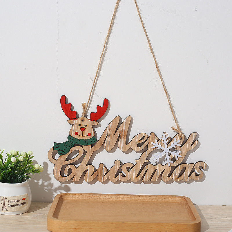 Festive Wooden Christmas Door Pendant