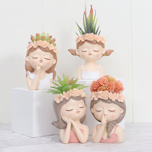 Cute Girl Head Planter