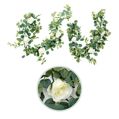 Artificial Eucalyptus Garland with Roses & Gypsophila