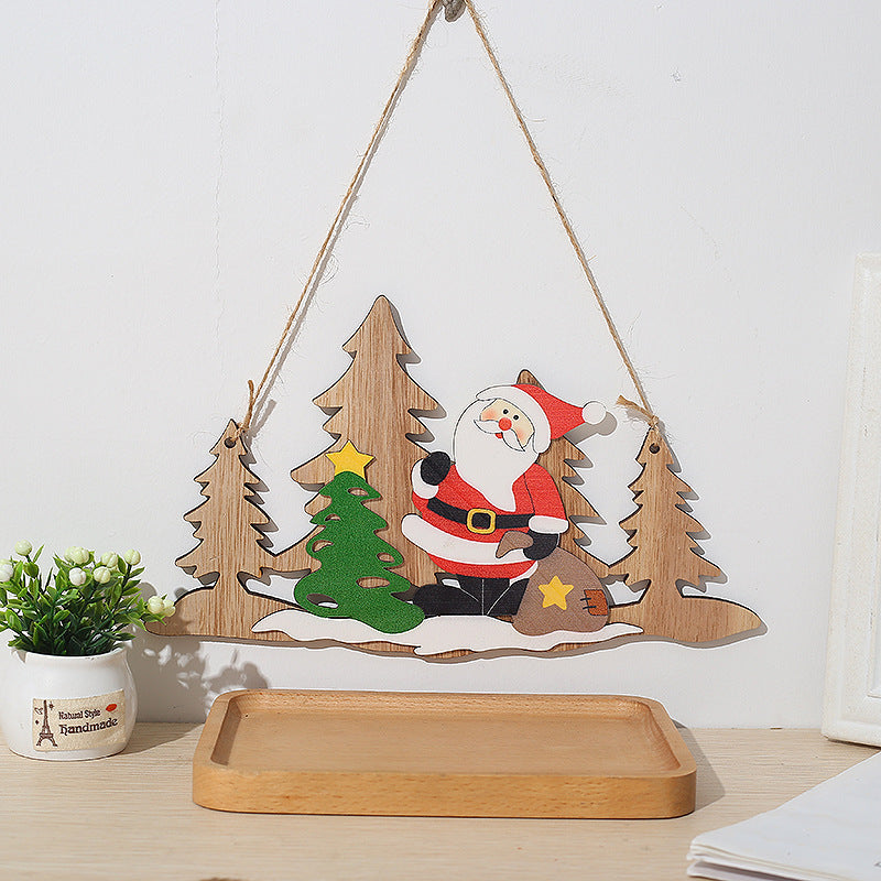 Festive Wooden Christmas Door Pendant