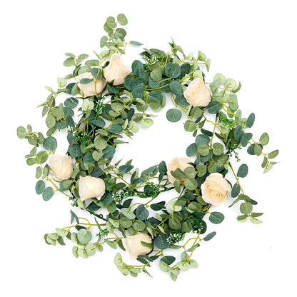 Artificial Eucalyptus Garland with Roses & Gypsophila