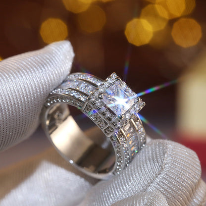 Square Cut Diamond-Inspired Zircon Halo Ring