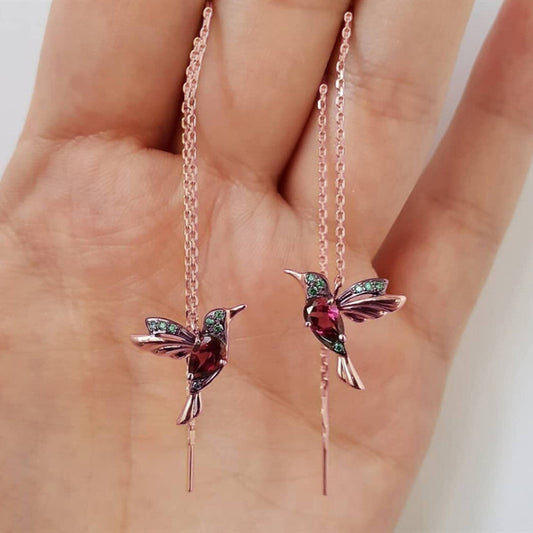 Long Hummingbird Earrings