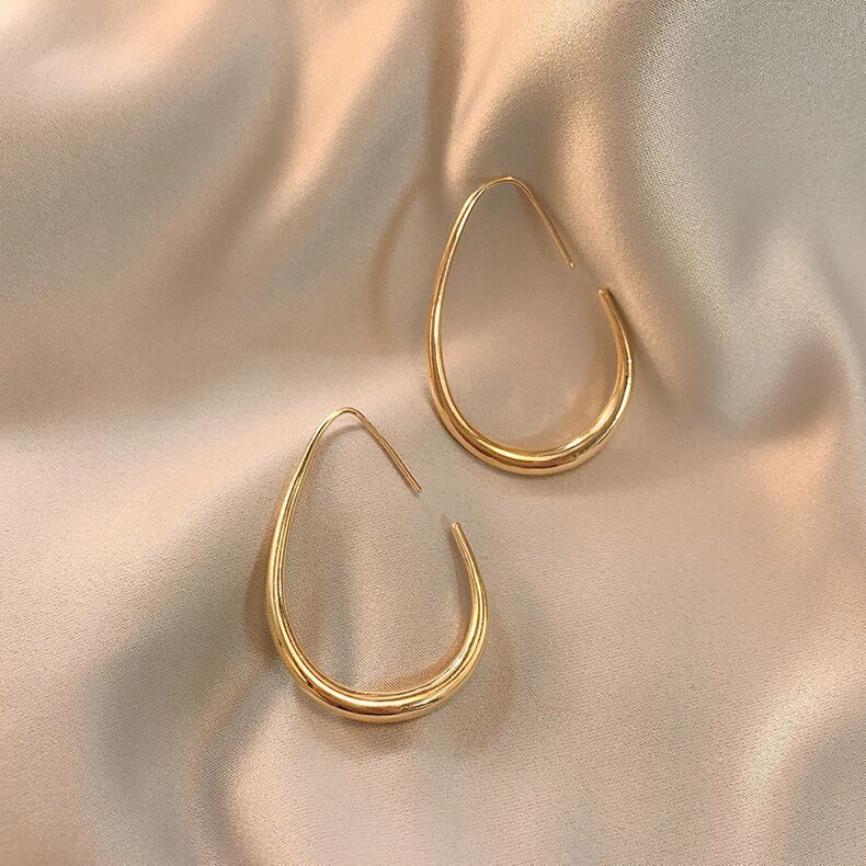 Gold Plated Water Drop Hoop Earrings