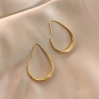 Gold Plated Water Drop Hoop Earrings