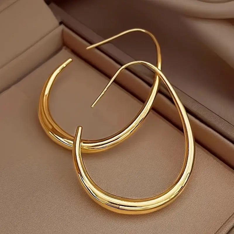 Gold Plated Water Drop Hoop Earrings