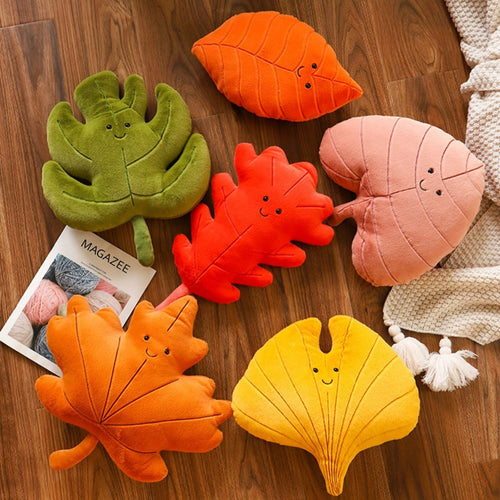 Kawaii Plush Leaf Pillow