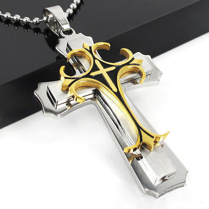 Flat Handmade Cross Pendant Necklace