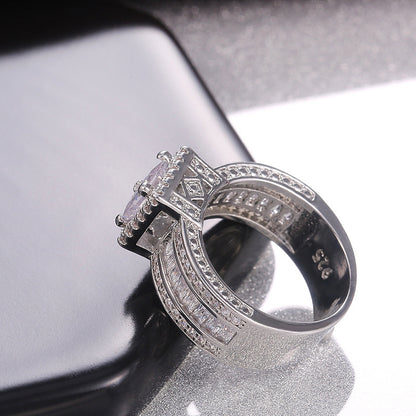 Square Cut Diamond-Inspired Zircon Halo Ring