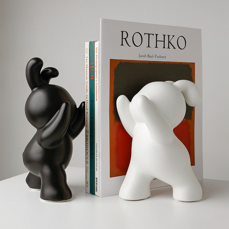 Contemporary Ceramic Rabbit Bookends