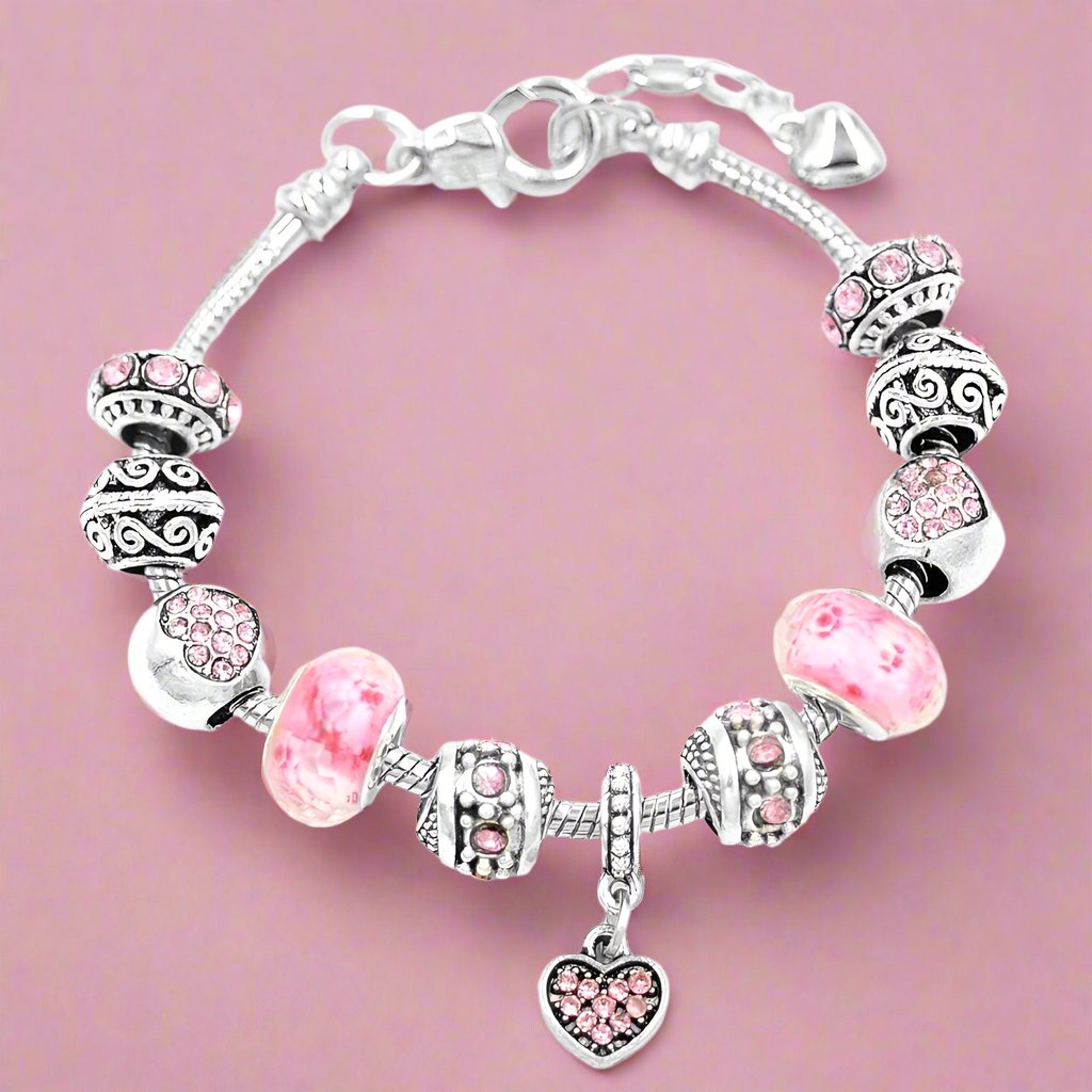 Crystal Heart Beaded Bracelet