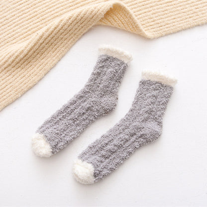 Soft Coral Fleece Crew Socks for Women