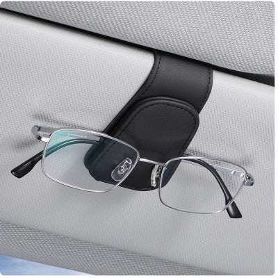 Magnetic Leather Car Visor Sunglasses Holder