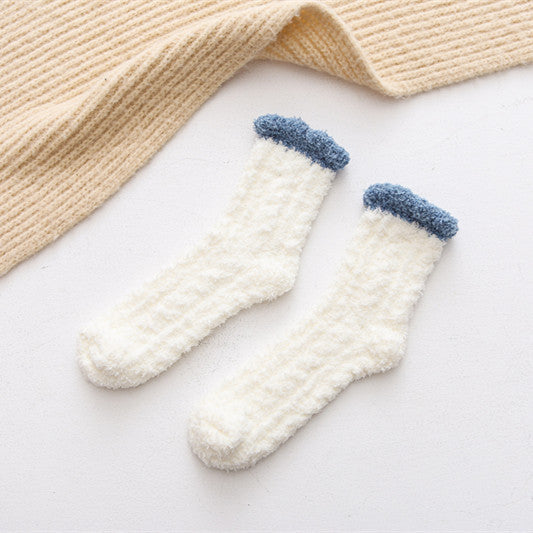 Soft Coral Fleece Crew Socks for Women