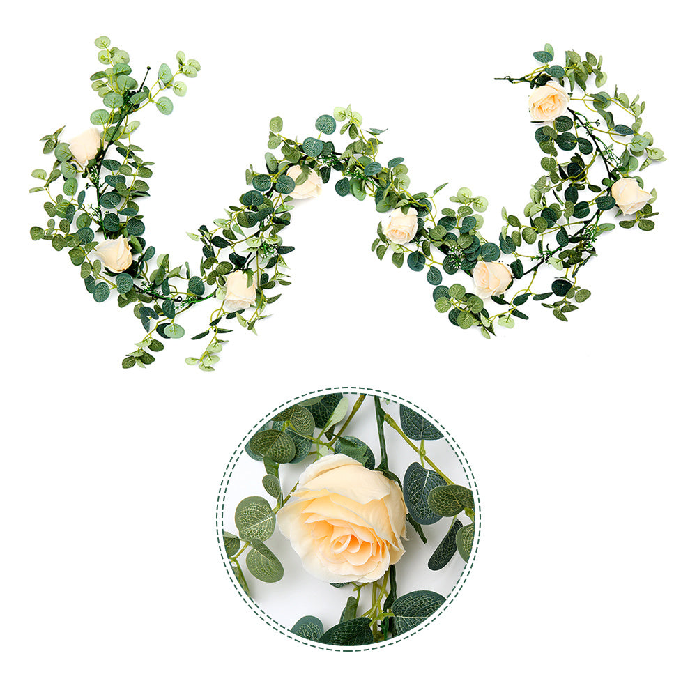 Artificial Eucalyptus Garland with Roses & Gypsophila