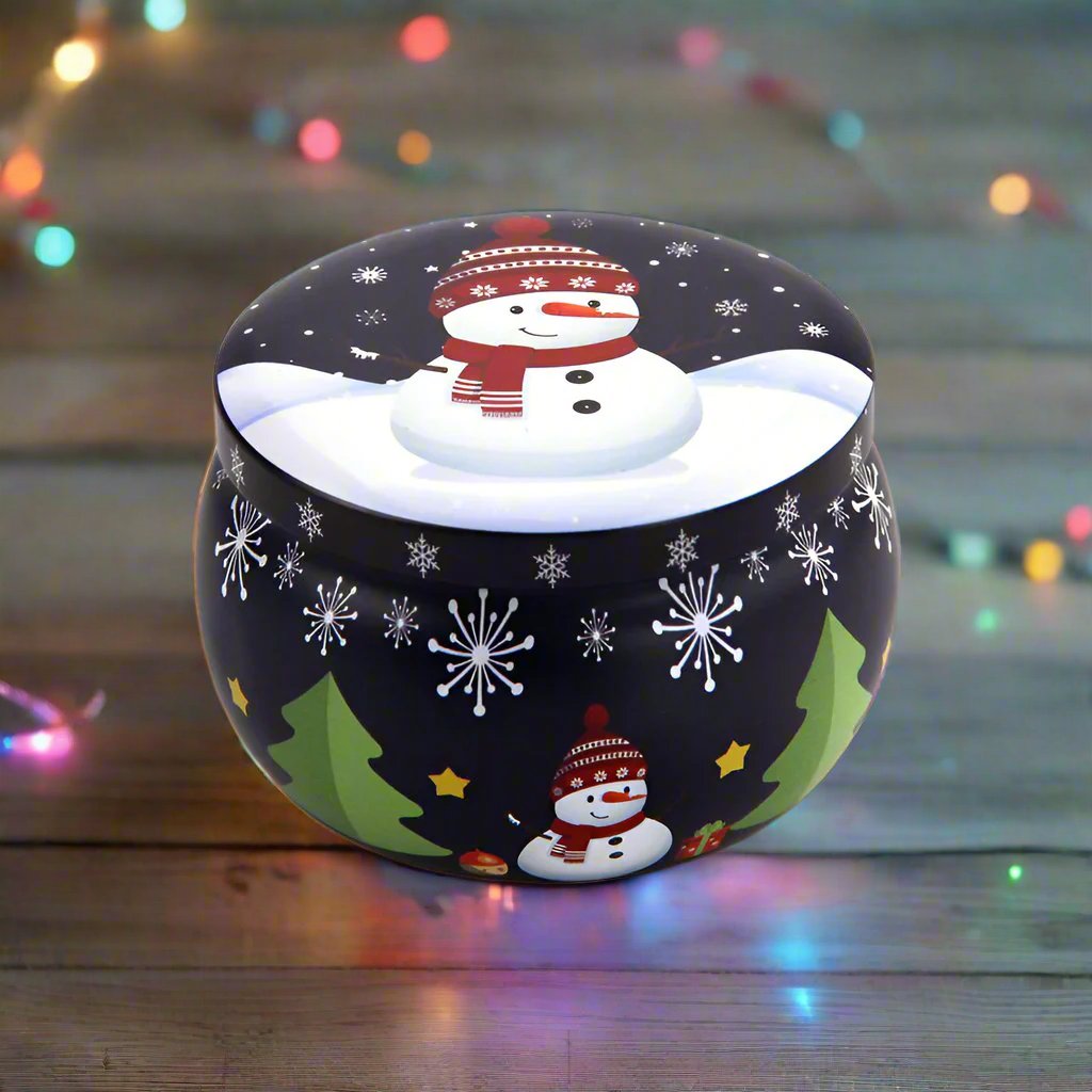 Christmas Candle Round Tin Box