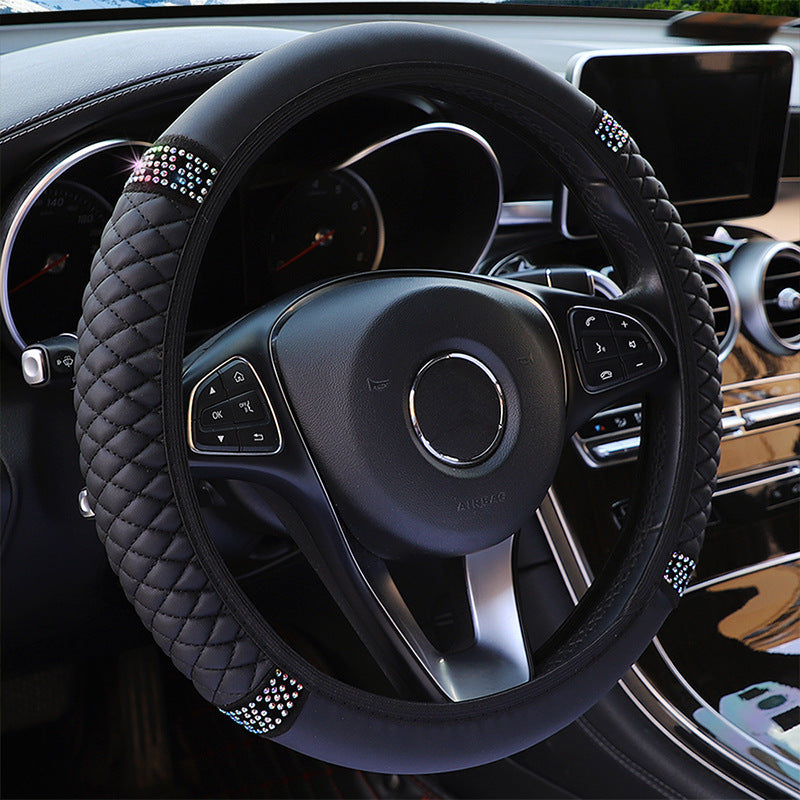 Leather Embroidered Steering Wheel Cover