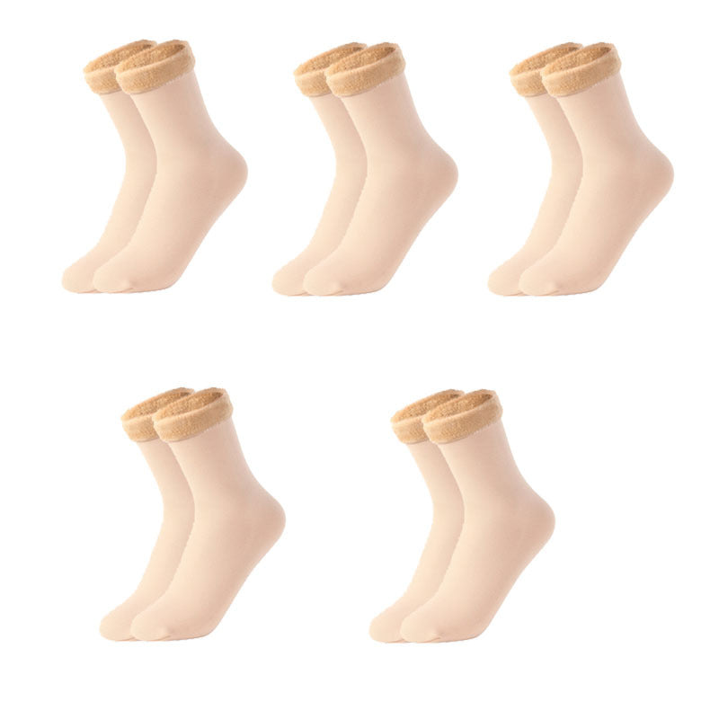 Women's Plush Thermal Mid Tube Socks (5 Pairs)