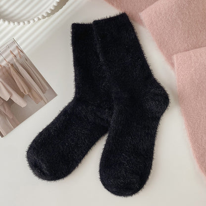 Women's Fuzzy Heart Embroidered Socks