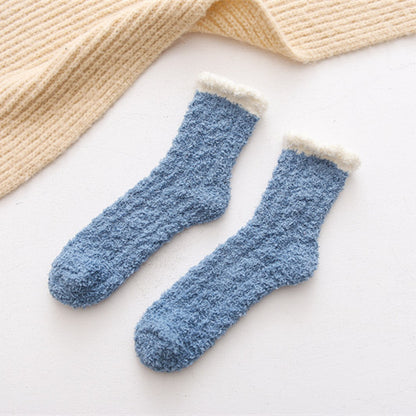 Soft Coral Fleece Crew Socks for Women