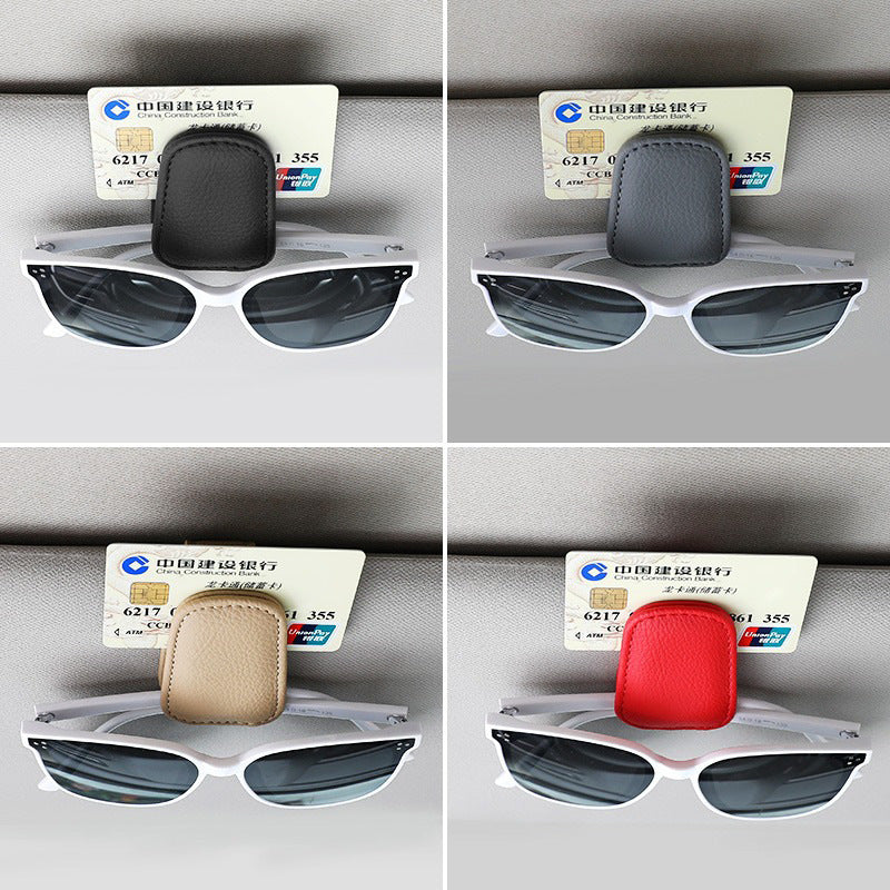 Magnetic Leather Car Visor Sunglasses Holder