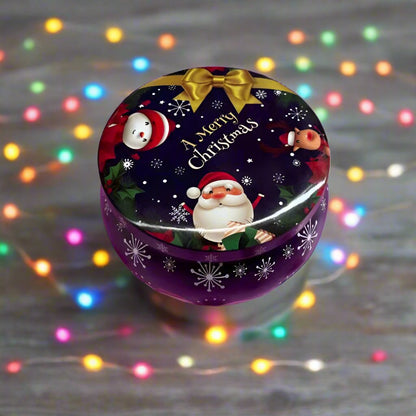 Christmas Candle Round Tin Box