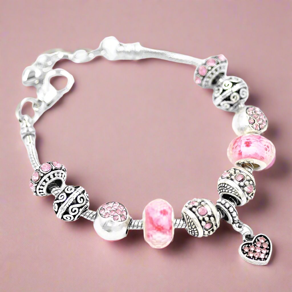 Crystal Heart Beaded Bracelet