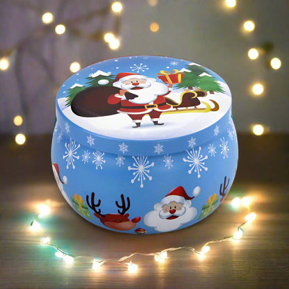 Christmas Candle Round Tin Box