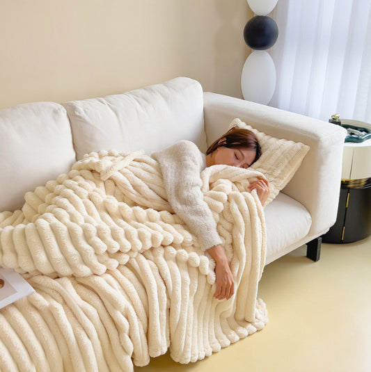 Double-Sided Thick Bubble Velvet Blanket