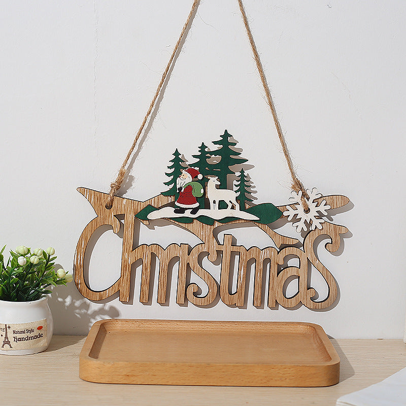 Festive Wooden Christmas Door Pendant