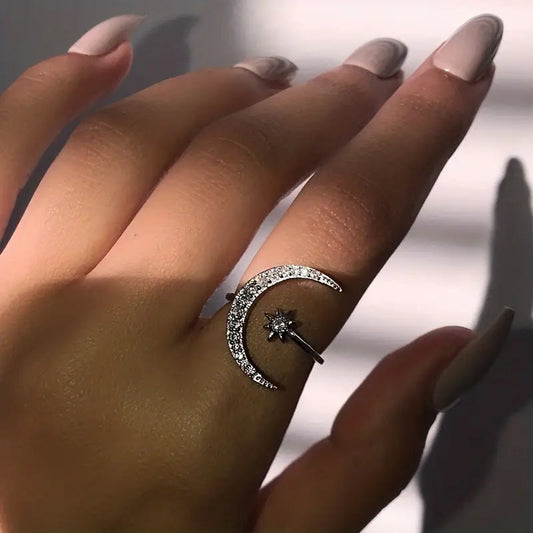 Trendy Moon and Sun Cuff Ring