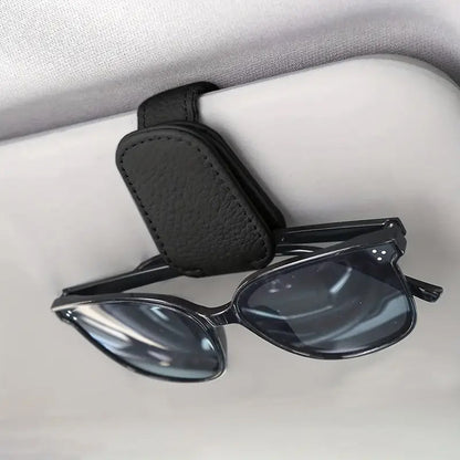 Magnetic Leather Car Visor Sunglasses Holder