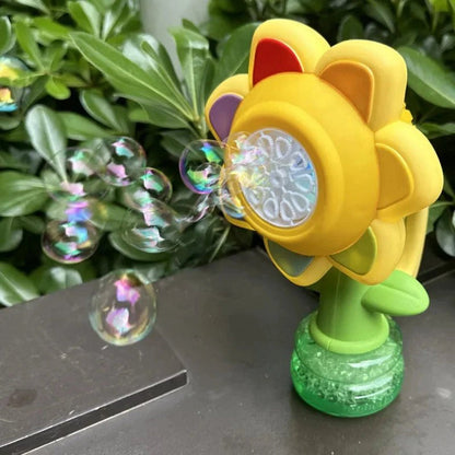 Automatic Flower Bubble Machine with Rotating Lights