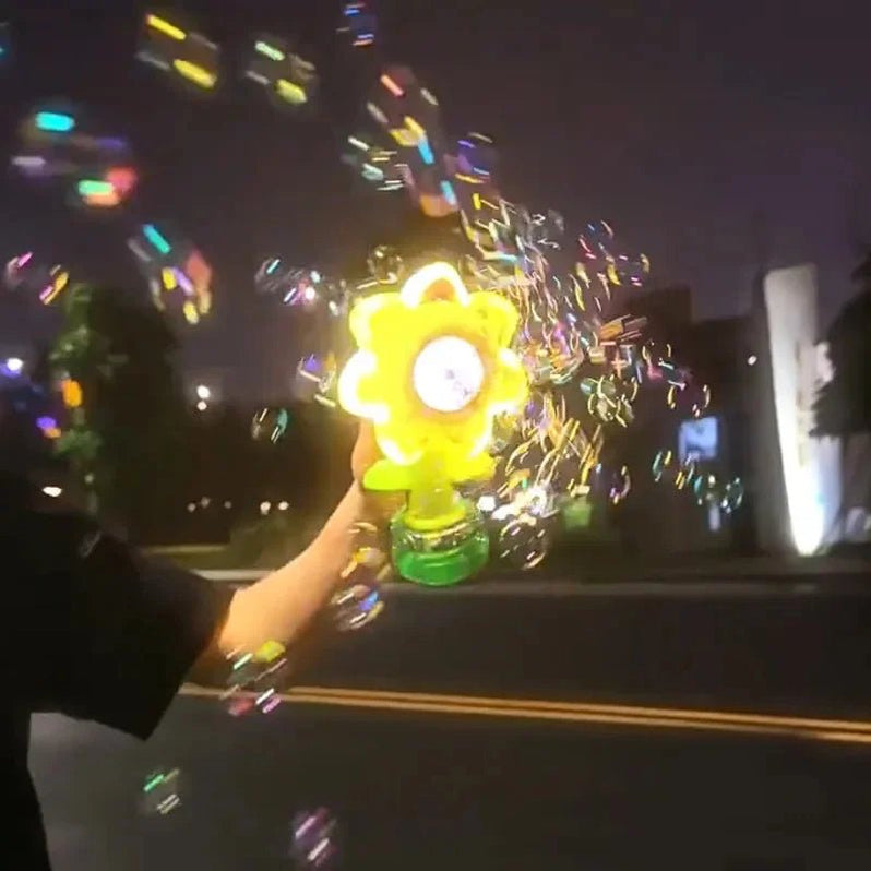 Automatic Flower Bubble Machine with Rotating Lights