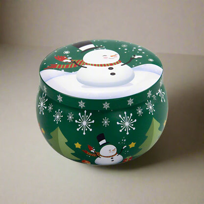 Christmas Candle Round Tin Box