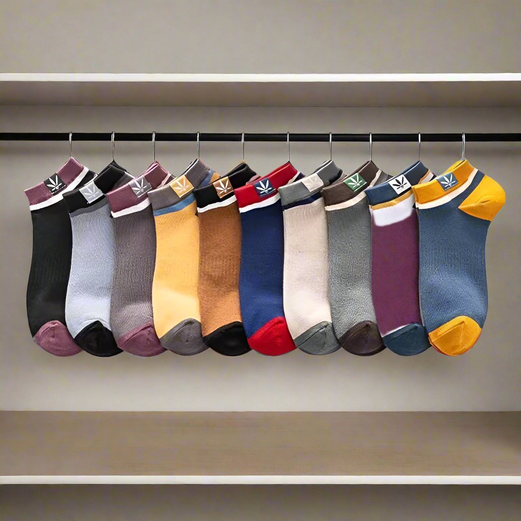 Color Matching Ankle Athletic Socks (10 pairs)