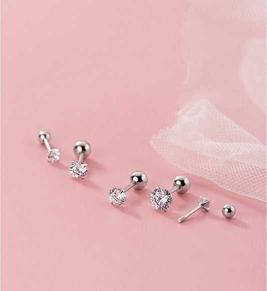 Twisted Zirconia Ball Earrings