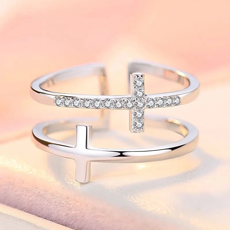 Korean-Style Double Cross Adjustable Ring