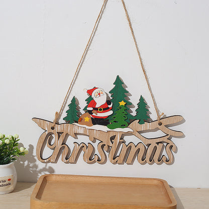 Festive Wooden Christmas Door Pendant