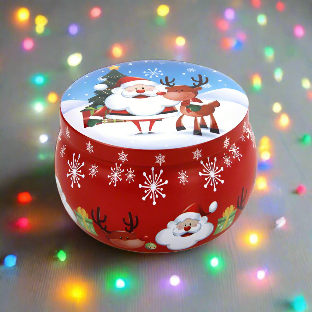 Christmas Candle Round Tin Box