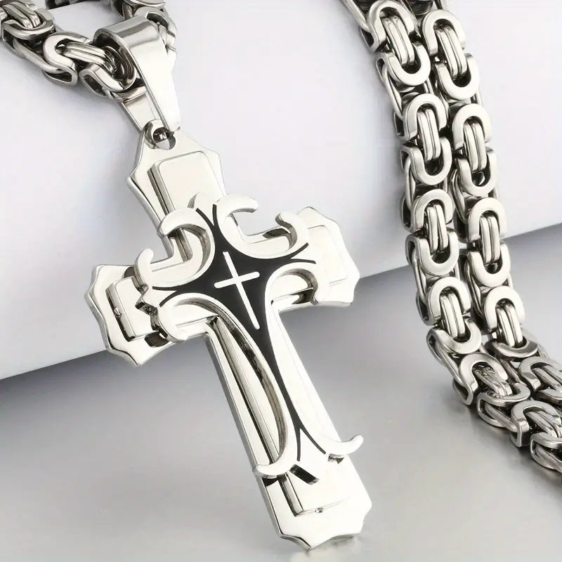 Flat Handmade Cross Pendant Necklace