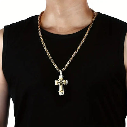 Flat Handmade Cross Pendant Necklace