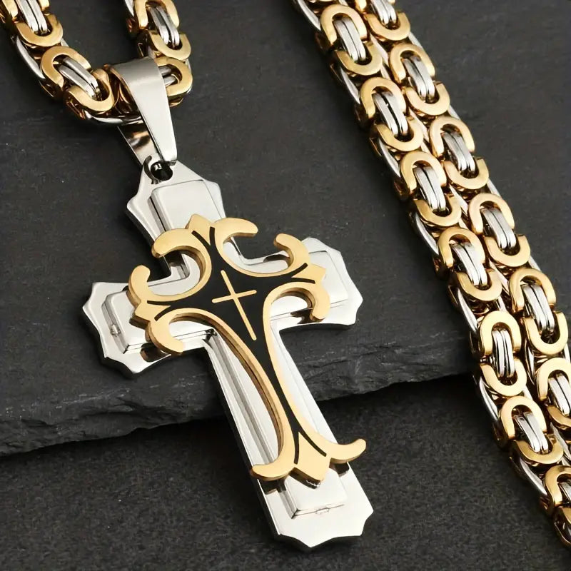 Flat Handmade Cross Pendant Necklace